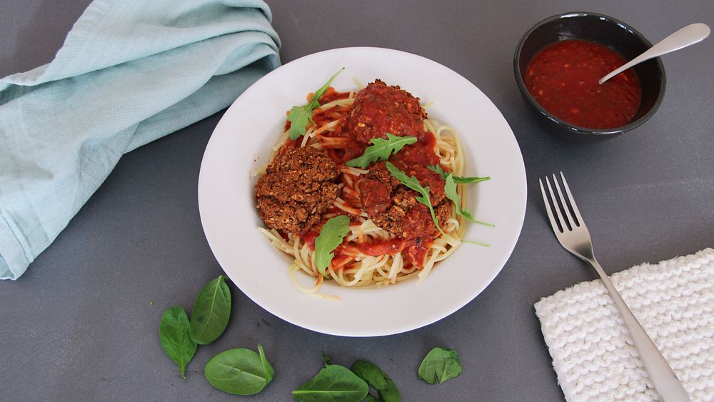 Spaghetti med bönbiffar