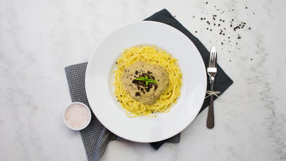 Pasta carbonara med champinjonbacon