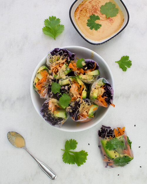 Summer rolls med jordnötssås
