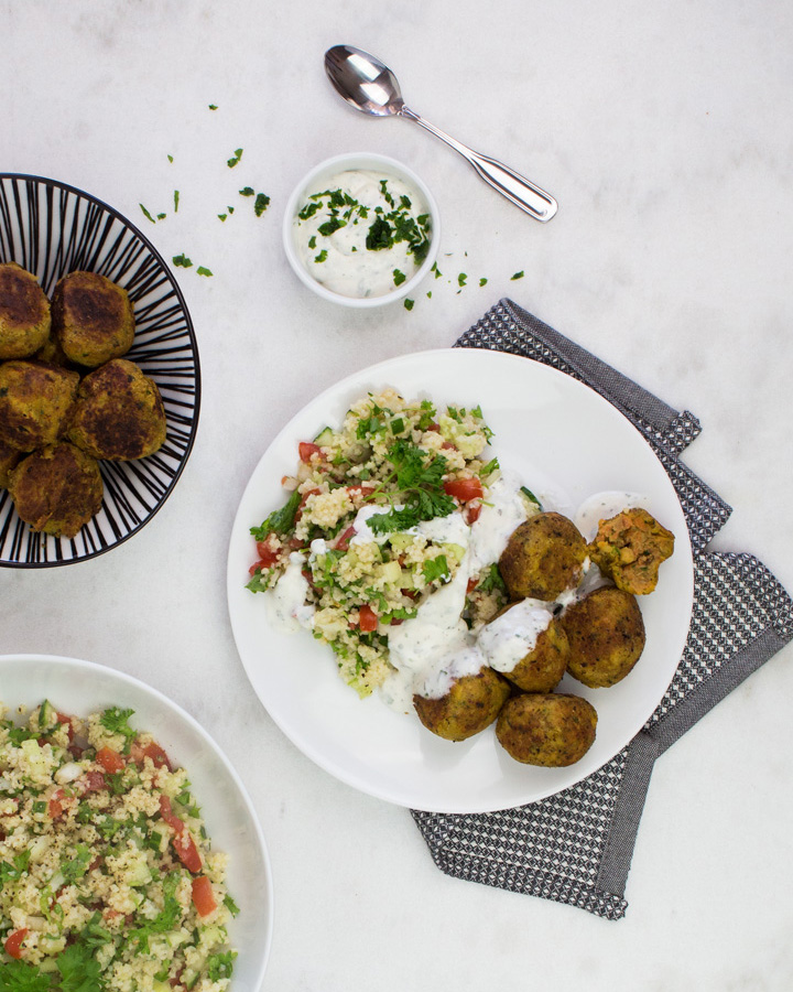 Morotsfalafel med tabbouleh