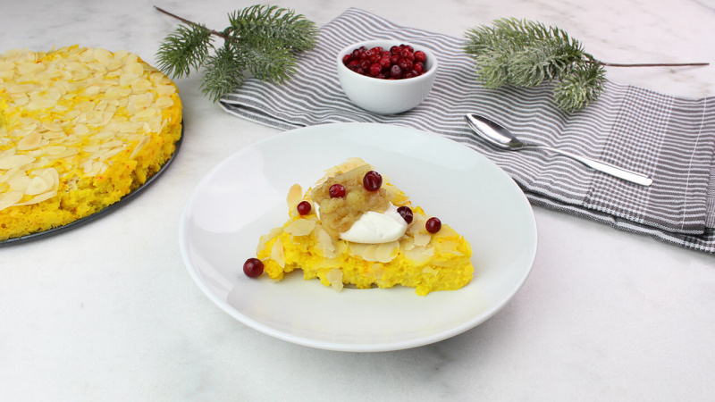 Saffranspannkaka med ppelkompott, grdde & lingon i gruppen Recept / Sojafritt hos Green Warrior (julkalender_lucka09)